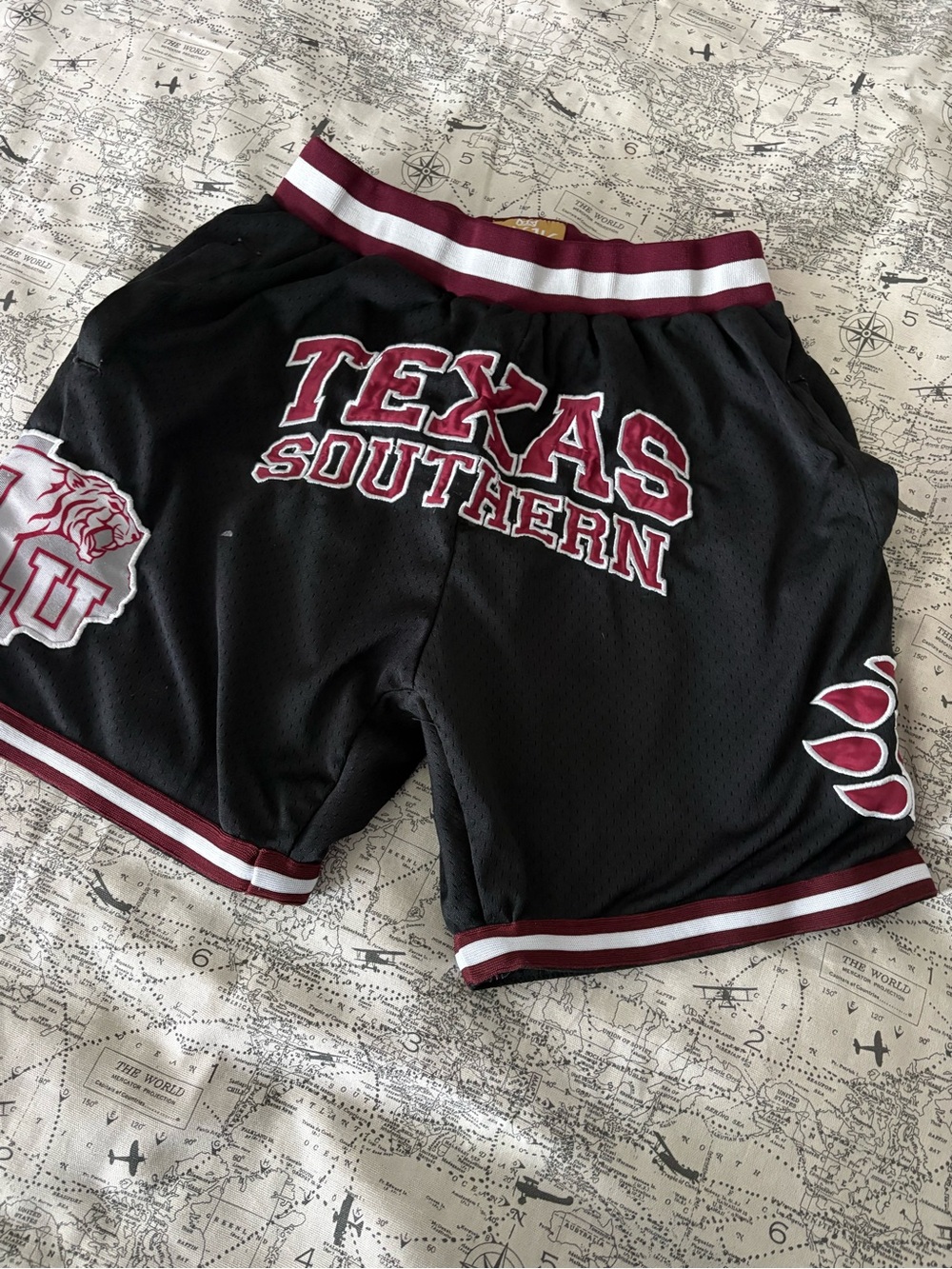 Texas Southern Men's Black Athletic Mesh Shorts with Maroon Trim